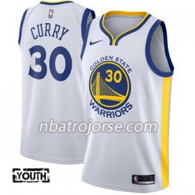 Barn Golden State Warriors Tröja Stephen Curry 30 Nike 2017-18 Vit Swingman